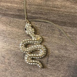 Gold Tone Crystal Snake Necklace